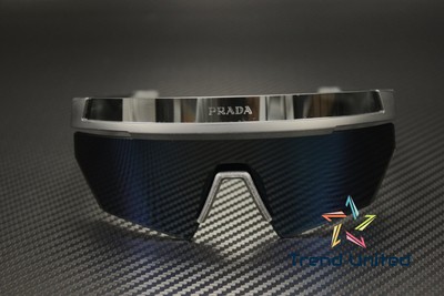 Pre-owned Prada Linea Rossa Ps 01ys 1bo03u Mt Black Dk Grey External Ar 44 Mens Sunglasses In Gray
