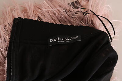 Pre-owned Dolce & Gabbana Skirt Fringe Metallic Pencil A-line Pink Gold It44/us10/l $1000