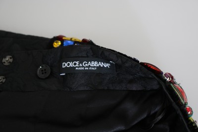Pre-owned Dolce & Gabbana Skirt Black Crystal Embellished High Waist It38/us4/xs Rrp $2600