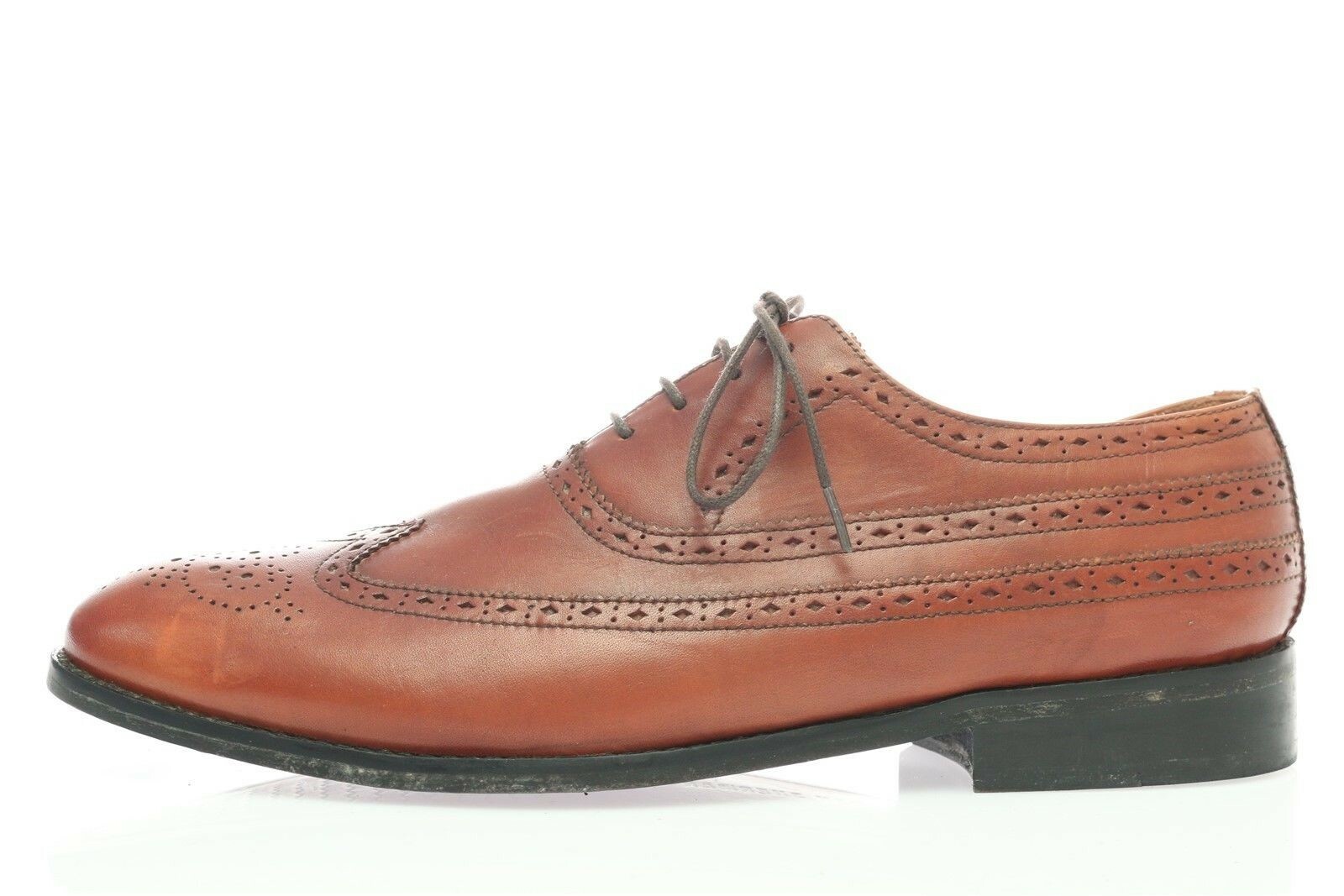 Mens BEN SHERMAN HENRY Cognac Leather Almond Toe Lace Up Wingtip Shoes Size 8