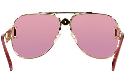 Pre-owned Versace Ve2255 1002/a4 Sunglasses Gold/pink Mirror Internal Silver Pilot 63mm