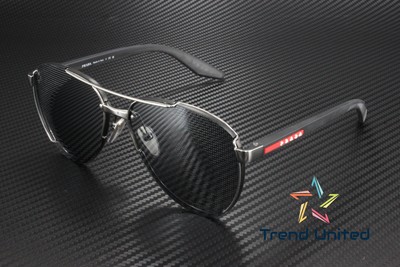 Pre-owned Prada Linea Rossa Ps 51ys 5av07u Mt Black Grey Mir Black 61 Mm Men's Sunglasses In Grey Mirror Black