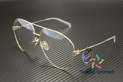 Pre-owned Gucci Gg1280s 001 Pilot Navigator Metal Gold Transparent 62mm Women's Sunglasses In Clear