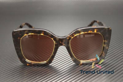 Pre-owned Gucci Gg1151s 003 Butterfly Acetate Havana Brown 51 Mm Women's Sunglasses