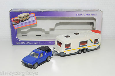 SIKU 2532 PKW MIT WOHNWAGEN CAR WITH CARAVAN OPEL FRONTERA MINT BOXED