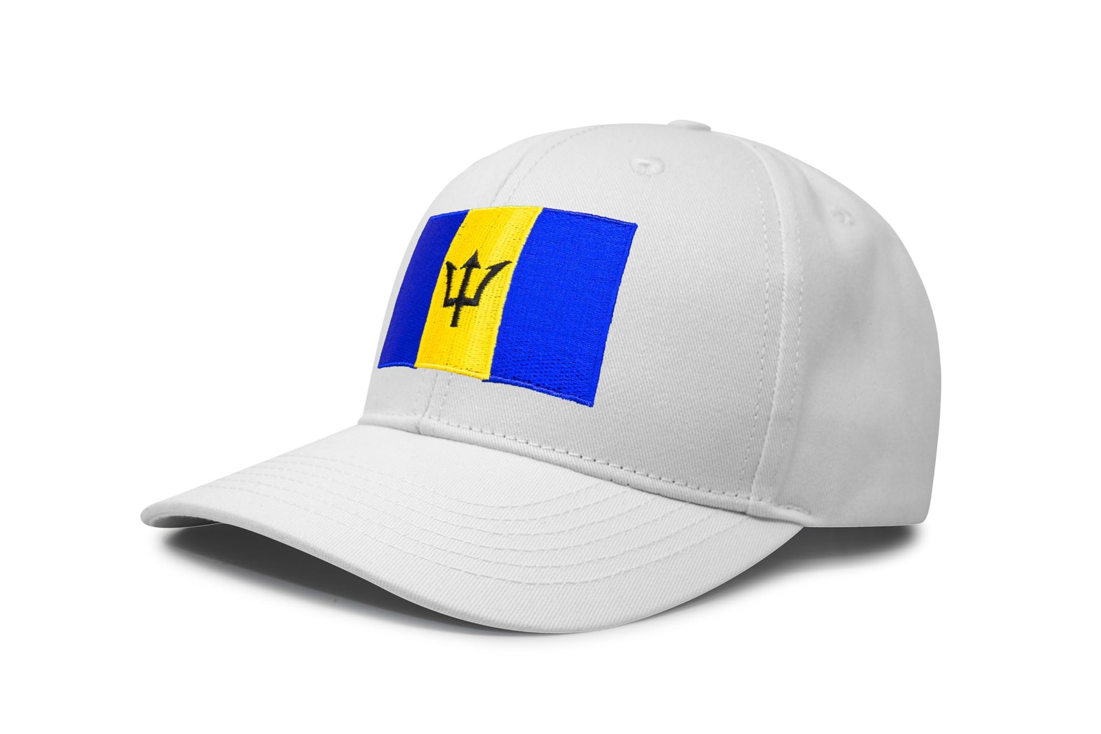 Country Hat, Adjustable Snapback Trucker Baseball Cap (Barbados, All White)