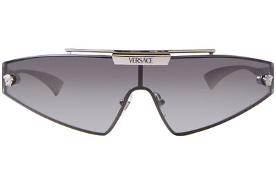 Pre-owned Versace Ve2265 100011 Sunglasses Silver/grey 140mm W/extra Interchangeable Lens In Gray