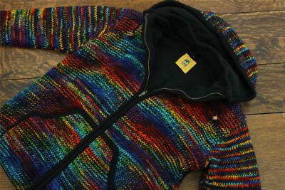 LOUDELEPHANT KAPUZENPULLOVER LOUDELEPHANT KAPUZE REGENBOGEN SPACE DYE STRICKJACKE VLIES RV