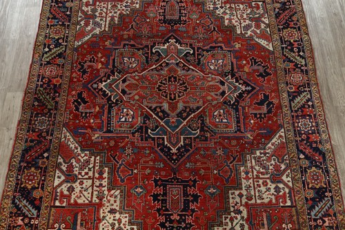 Vegetable Dye Antique Collectable Geometric 9x12 Wool Heriz Serapi Oriental Rug