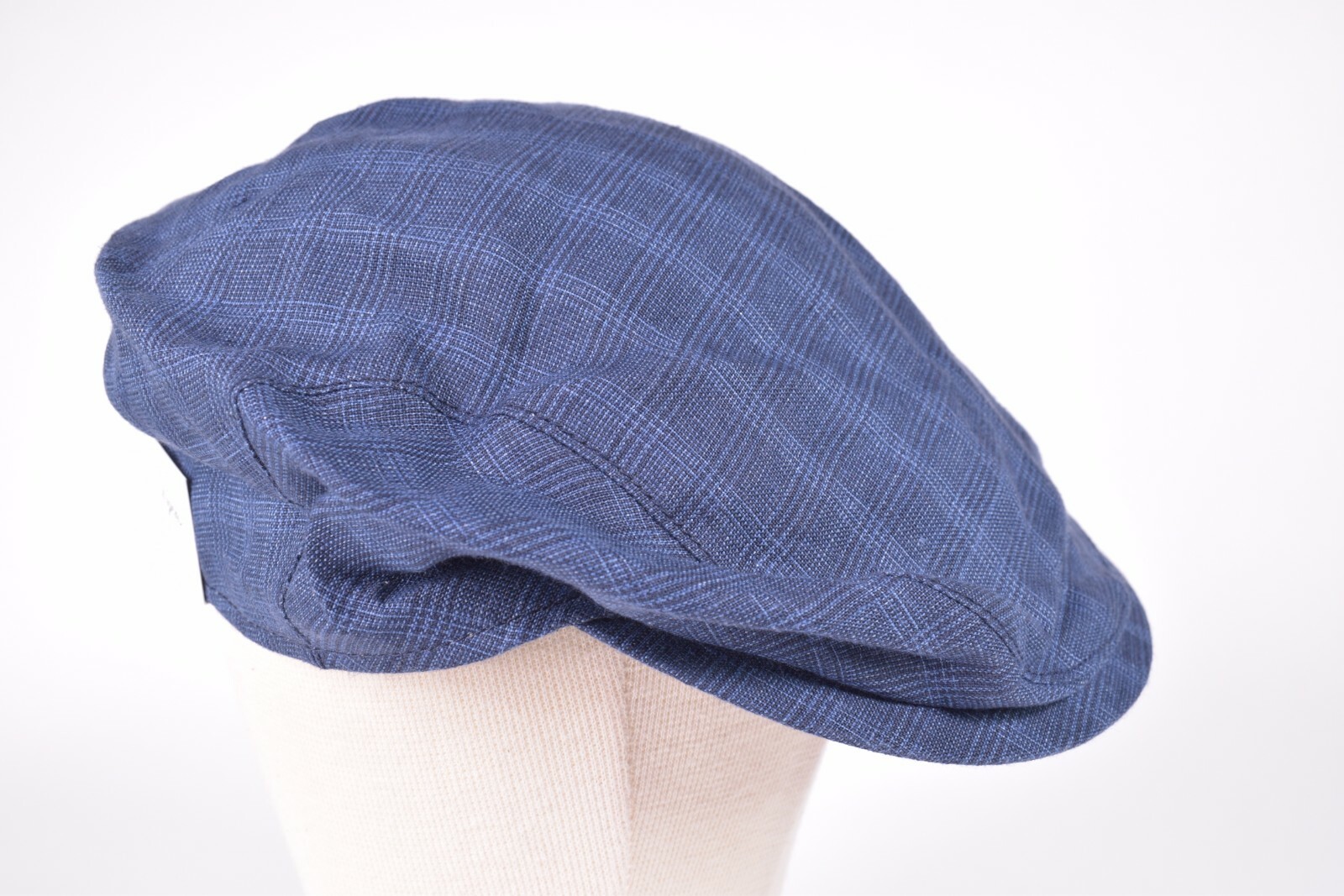 Linen Blue on Blue Plaid Ivy Cap *Size 