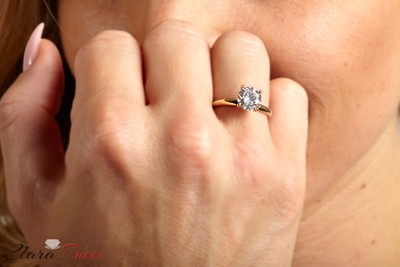 Pre-owned Pucci 1.0ct Round Cut Synthetic Moissanite Wedding Bridal Promise Ring 14k Yellow Gold In White/colorless