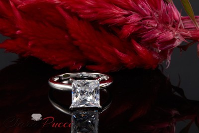 Pre-owned Pucci 1ct Princess Cut Synthetic Moissanite Wedding Bridal Promise Ring 14k White Gold In White/colorless