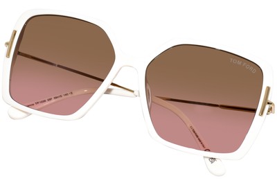 TOM FORD TOM FORD JOANNA TF1039 25F SUNGLASSES WOMEN'S SHINY IVORY/AMBER GRADIENT 59MM