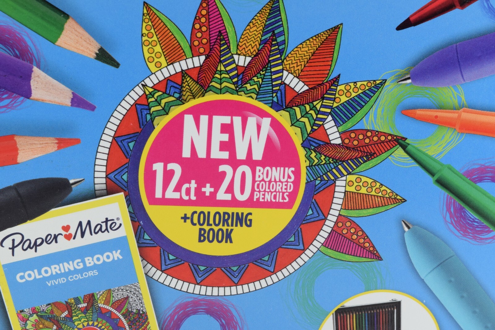 Paper Mate 33ct Coloring Kit 6 Flair Felt, 6 Ink Joy Gel Pens Colored Pencils