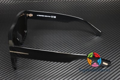 Pre-owned Tom Ford Fausto Ft0711 01a Shiny Black Smoke 53 Mm Men's Sunglasses In Gray