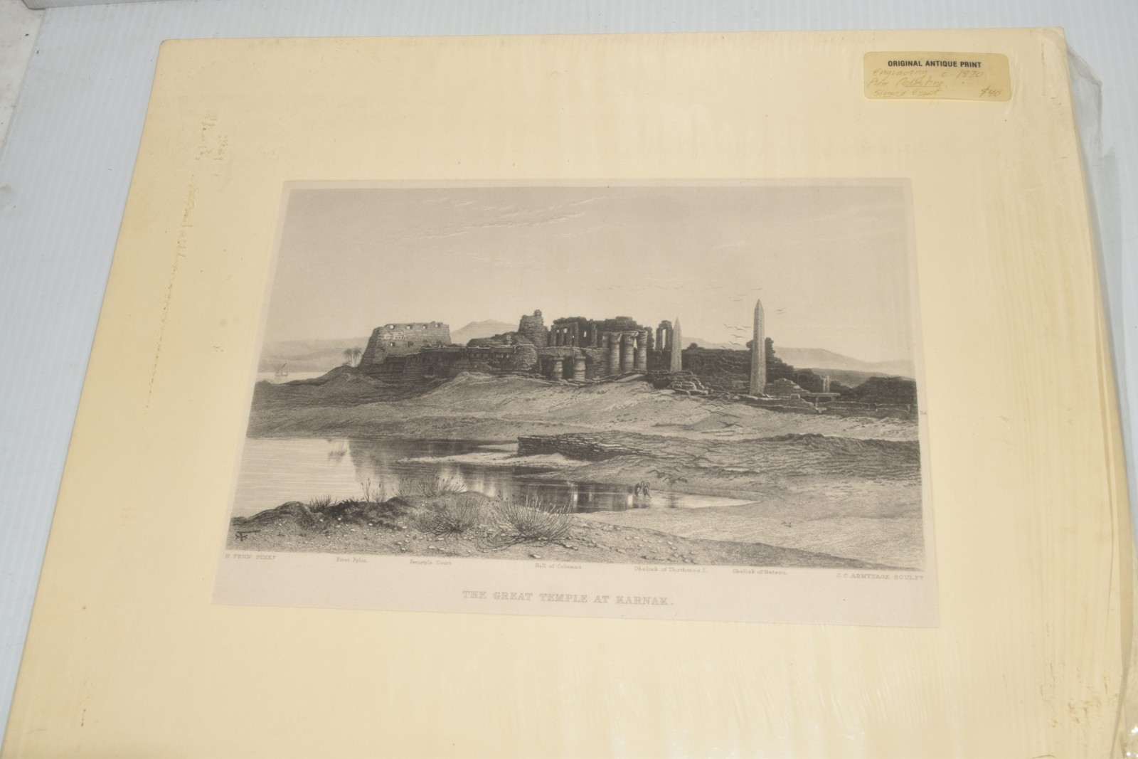 The Great Temple at Karnak - Original Antique Print (FTW18)