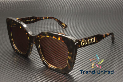 Pre-owned Gucci Gg1151s 003 Butterfly Acetate Havana Brown 51 Mm Women's Sunglasses