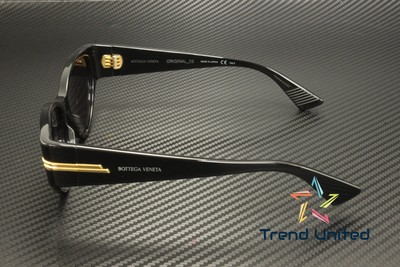 Pre-owned Bottega Veneta Bv1002s 001 Cat Eye Acetate Black Grey 55 Mm Women's Sunglasses In Gray