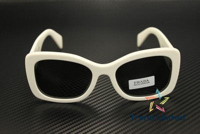 Pre-owned Prada Pr A08s 1425s0 Talc Dark Grey 56 Mm Women's Sunglasses In Gray