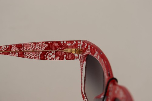 Pre-owned Dolce & Gabbana Dolce&gabbana Dg 4231f Women Red White Sunglasses Acetate Floral Lace Eyeglasses In Black