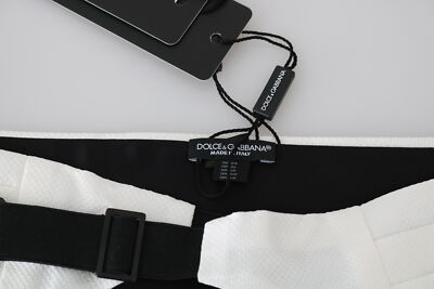 Pre-owned Dolce & Gabbana Cummerbund White Men Waist Belt 100% Silk S. It48 / M Rrp $450
