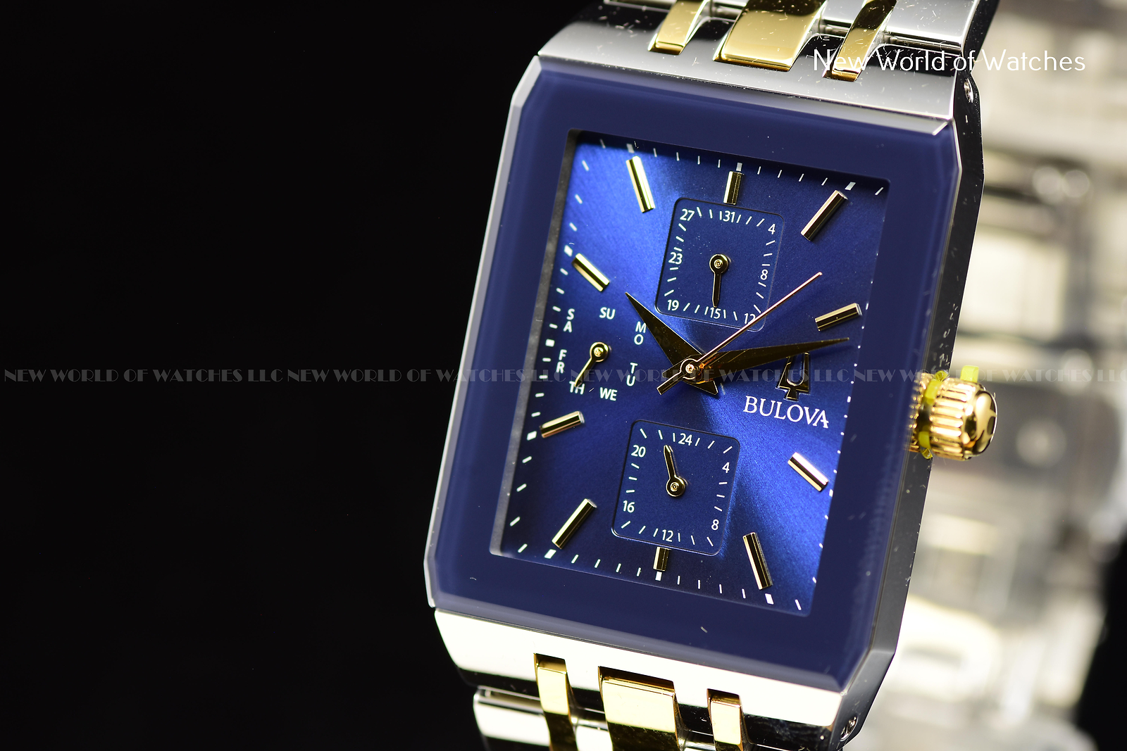 Pre-owned Bulova Quadra Blue Dial Two Tone Stainless Steel Quartz Men's Watch 98c150