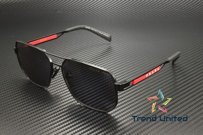 Pre-owned Prada Linea Rossa Ps 51zs 1bo02g Matte Black Grey Polarized 59mm Mens Sunglasses In Gray