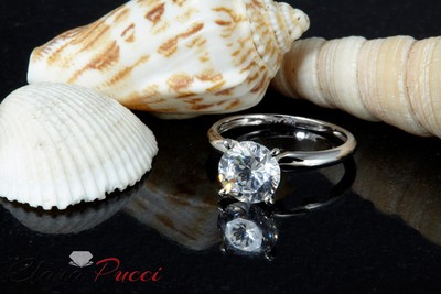 Pre-owned Pucci 1.1ct Round Simulated Diamond Wedding Engagement Anniversary Ring 14k White Gold In White/colorless