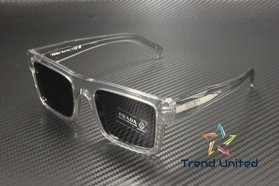 Pre-owned Prada Pr 19ws U4309t Crystal Grey Dark Grey 52 Mm Men's Sunglasses In Gray