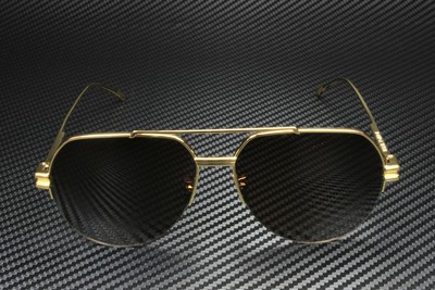 Pre-owned Bottega Veneta Bv1046s 002 Pilot Navigator Gold Brown 59 Mm Women's Sunglasses
