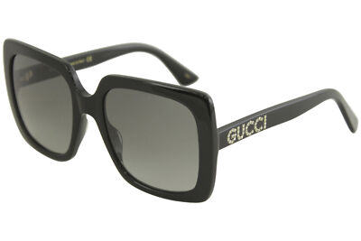 Pre-owned Gucci Women's Gg0418s Gg/0418/s 001 Black Fashion Square Sunglasses 54mm In Gray