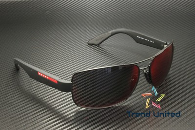 Pre-owned Prada Linea Rossa Ps 50zs 1bo10a Matte Black Grey Orange 65mm Men's Sunglasses In Gray