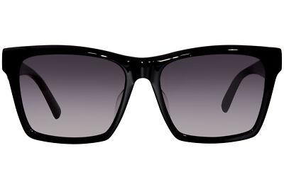Pre-owned Saint Laurent Sl-m104/f 001 Sunglasses Black/grey Gradient Rectangle Shape 58mm In Gray
