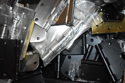 Assorted lot of 20 lbs of Various Styles & Finishes Door Hinges Approx 35 Hinges