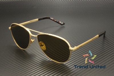 Pre-owned Prada Pr A54s 1bk01t Matte Gold Dark Brown 60 Mm Men's Sunglasses