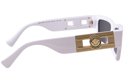 Pre-owned Versace Ve4459 314/87 Sunglasses White/dark Grey Lenses Rectangle Shape 54mm In Gray