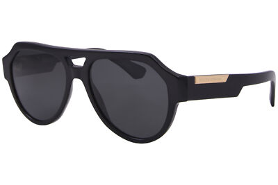Pre-owned Dolce & Gabbana Dg4466 501/87 Sunglasses Men's Black/dark Grey Square Shape 56mm In Gray
