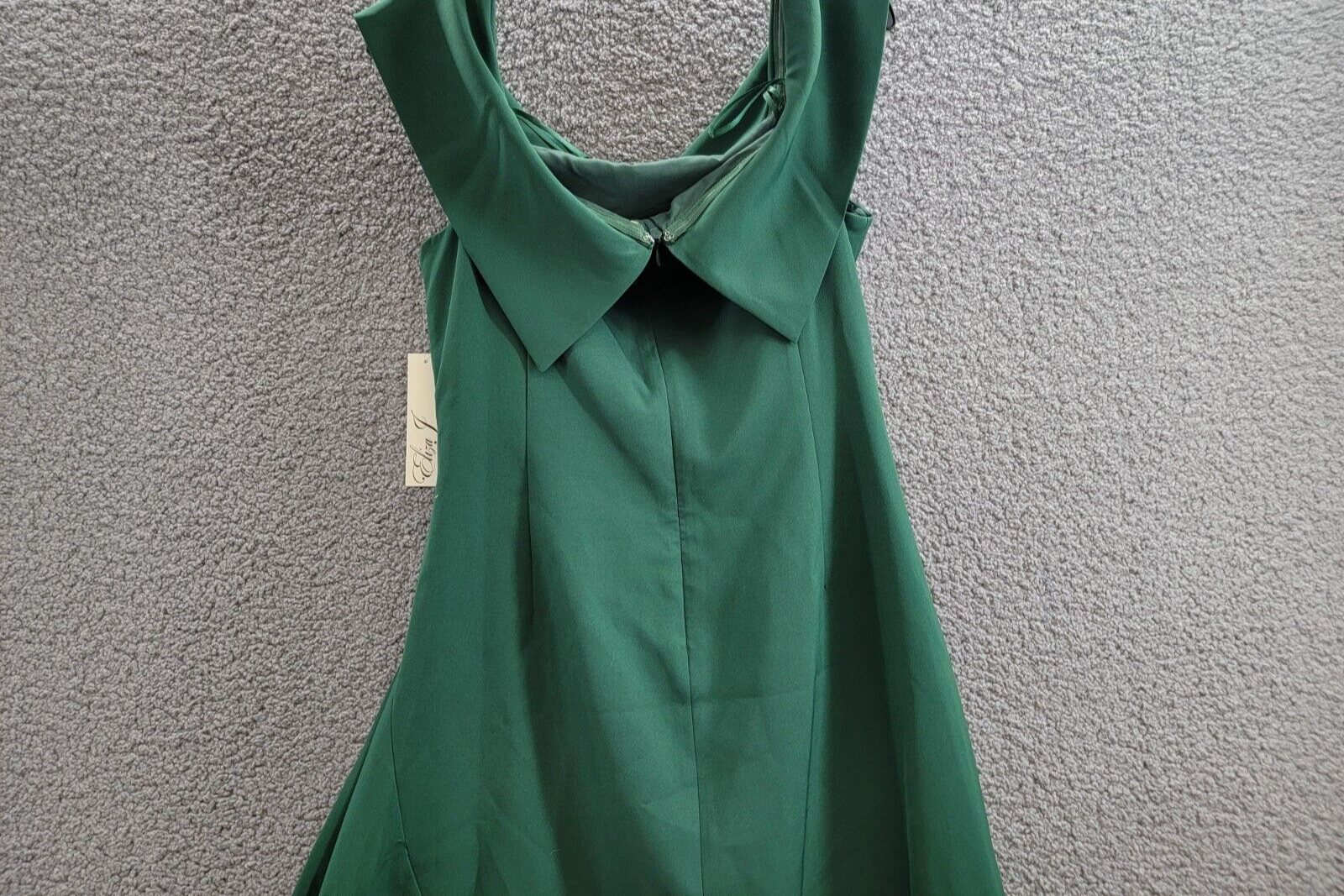 Eliza J Off Shoulder Asymmetric Hem Dress Women's 16 Emerald Back Zip Closure - Picture 10 of 16