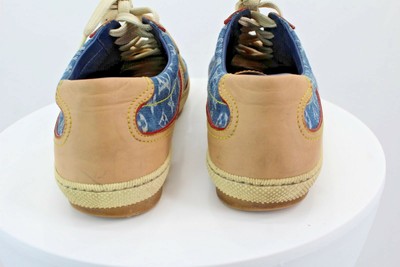 Louis Vuitton Denim Blue Monogram Sneakers GO0095 Size 37.5  (7973-2)