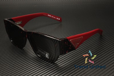 Pre-owned Prada Pr 10zs 11f5s0 Black Etruscan Marble Dark Grey 54 Mm Men's Sunglasses In Gray