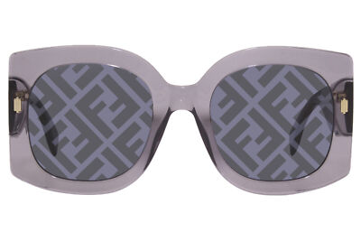 Pre-owned Fendi Ff0436/g/s Kb7md Sunglasses Transparent Grey/grey Décor Mirror 53mm In Gray