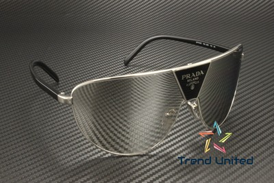 Pre-owned Prada Pr 69zs 1bc2b0 Silver Light Grey Mirror Silver 37 Mm Men's Sunglasses