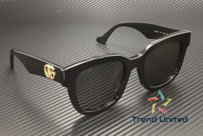 Pre-owned Gucci Gg0998s 001 Rectangular Square Acetate Black Grey 52 Mm Women's Sunglasses In Gray