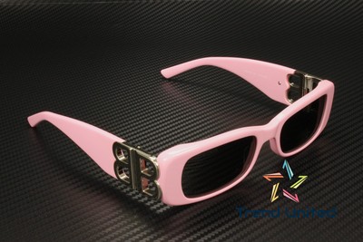 Pre-owned Balenciaga Bb0096s 012 Rectangular Squared Pink Grey 51 Mm Women's Sunglasses In Gray