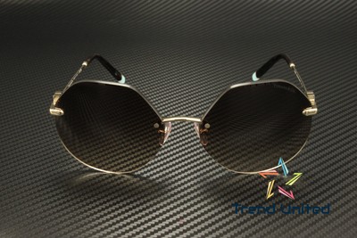 Pre-owned Tiffany & Co Tiffany Tf3077 60213b Pale Gold Brown Gradient 60 Mm Women's Sunglasses