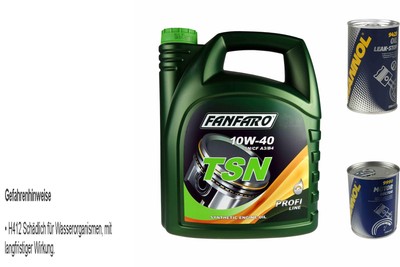 5L Olio Motore FANFARO TSN 10W-40 1x MANNOL Leak-Stop ADDITIV+Motor Doctor