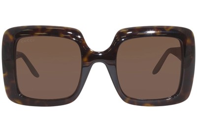 Pre-owned Gucci Gg0896s 002 Sunglasses Women's Havana/brown Lenses Fashion Square 52-mm