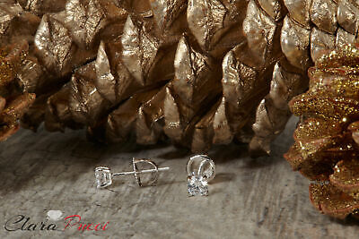 Pre-owned Pucci 0.5ct Round Cut Lab Created Diamond Real 18k White Gold Earrings Screw Back In G-h