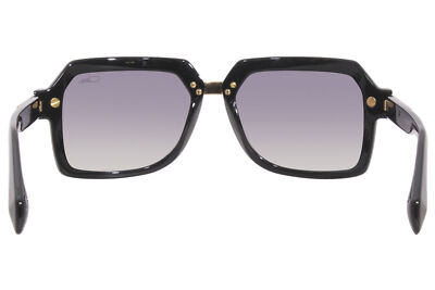 Pre-owned Cazal 8043 001 Sunglasses Men's Black/gold/grey Gradient Lens Square Shape 56mm In Gray