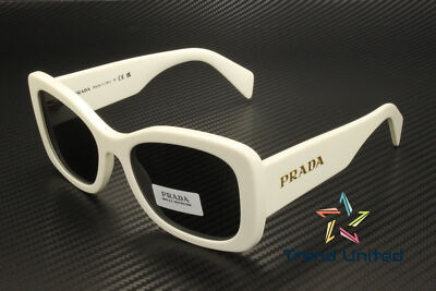 Pre-owned Prada Pr A08s 1425s0 Talc Dark Grey 56 Mm Women's Sunglasses In Gray